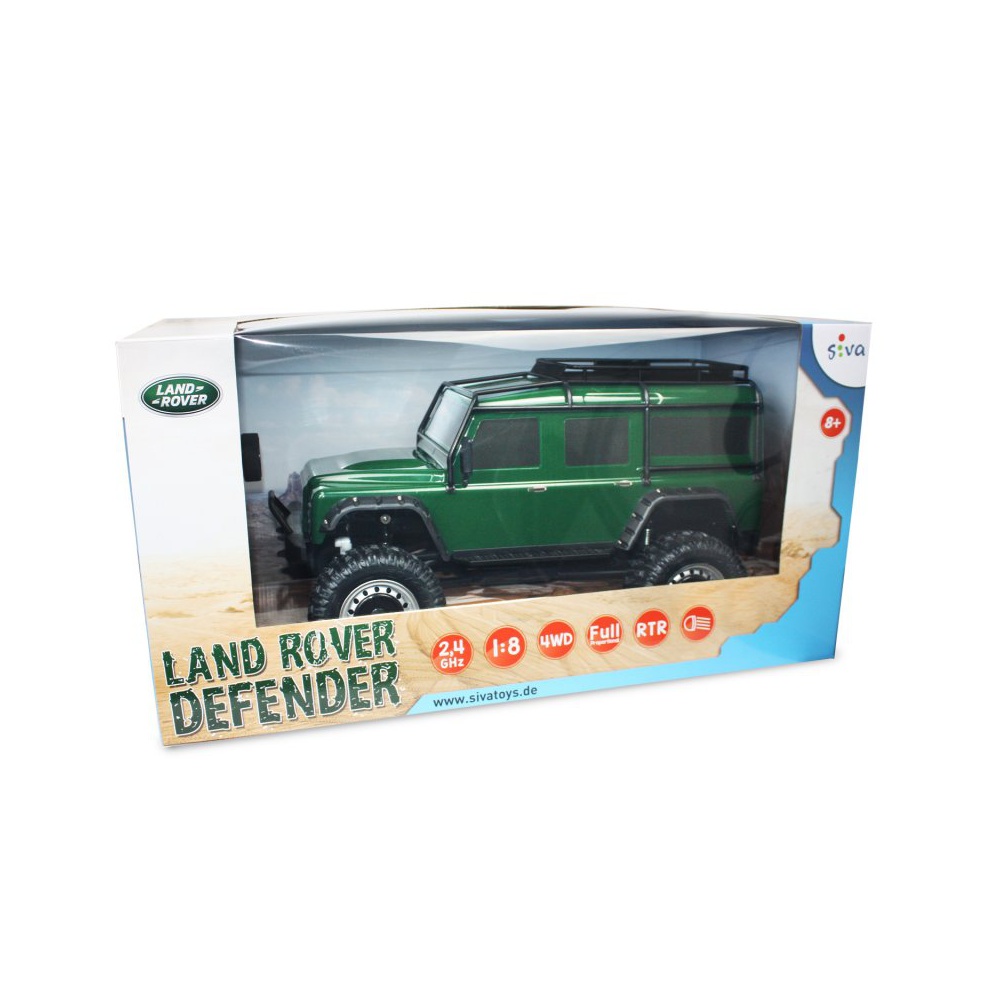 LAND ROVER DEFENDER 4WD 1:8, zelená, 2,4 Ghz, LED